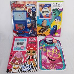 Marvel Avengers LOL Surprise Pixar Trolls Coloring Activity Books Stickers 4 Lot
